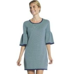 Sail To Sable Striped Bell Sleeve Knit Dress EUC